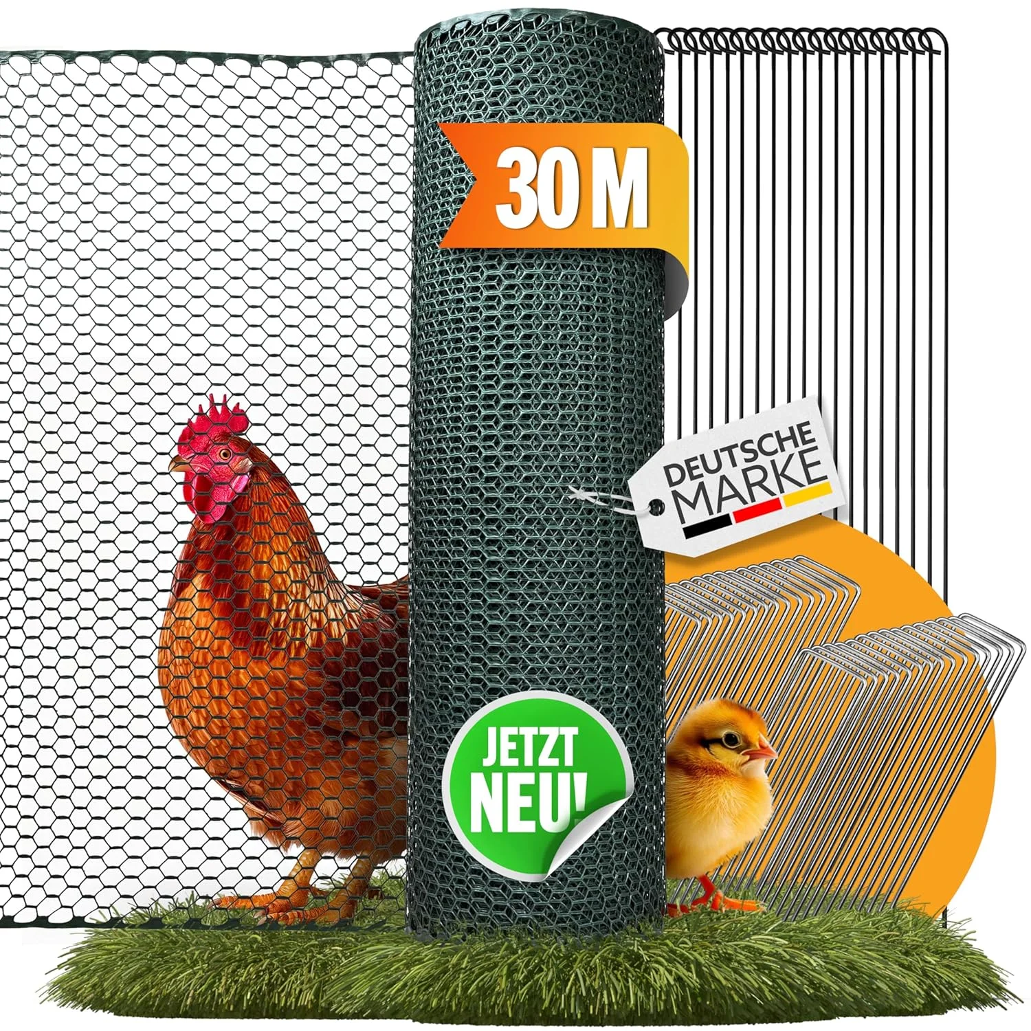 TIERGUT® Hühnerzaun 30 m x 100 cm – Mobiler Steckzaun